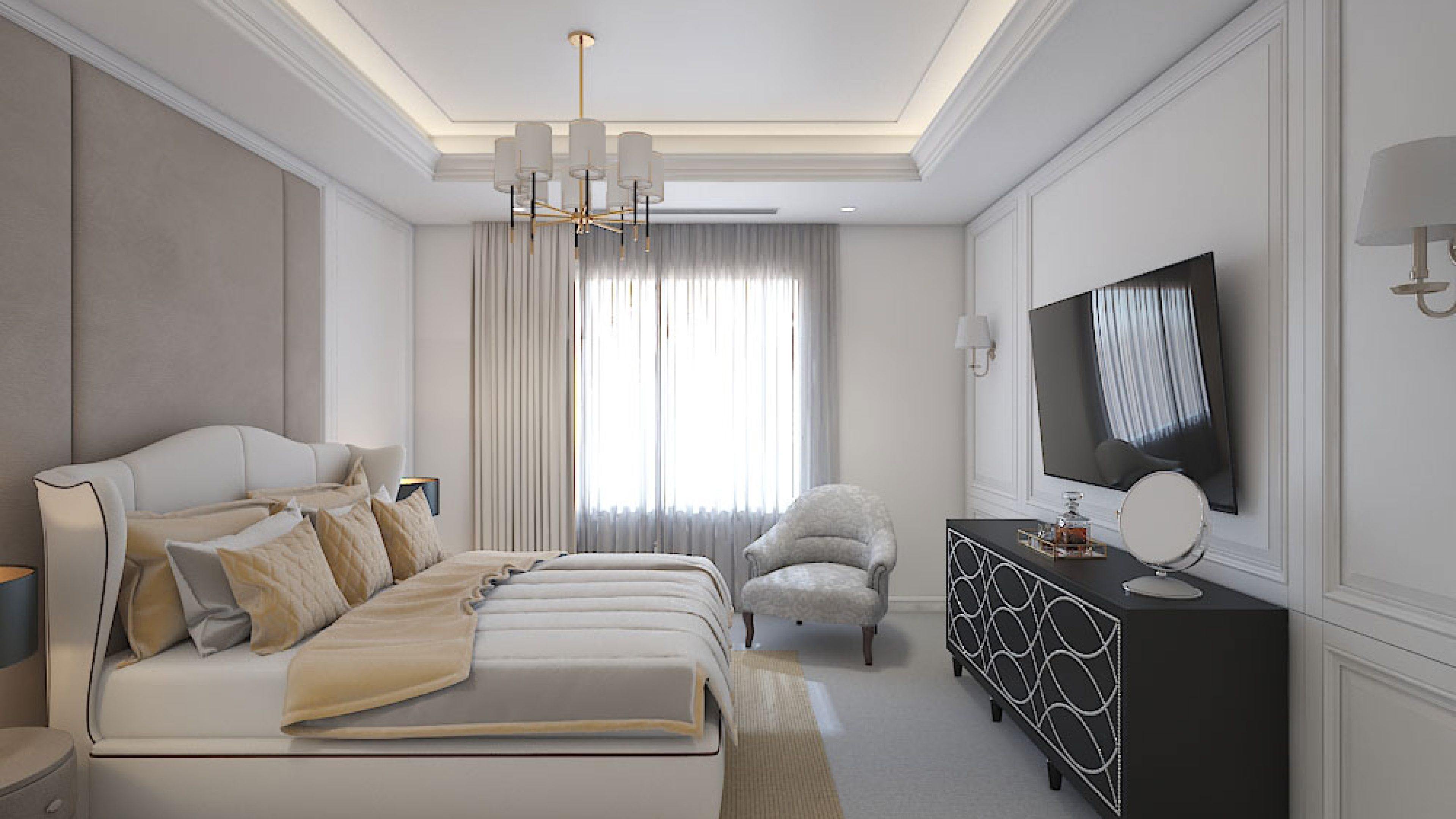 Residential Bedroom Home 3D View.